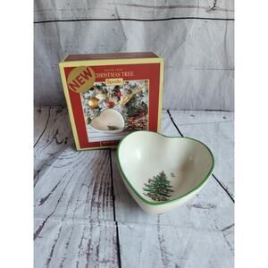 Spode Christmas Tree Heart Shaped Dip Bowl 4.75” Holiday Small Bowl New